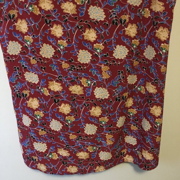 Valleygirl Burgundy Floral Sleeveless Keyhole Halter Neck Blouse - Picture 8 of 16